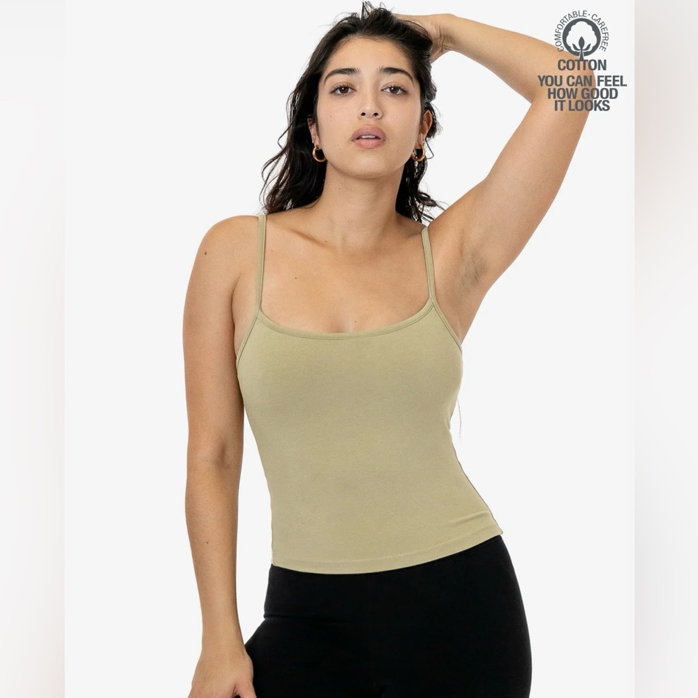 LA Apparel Spaghetti Tank Camisole in Ecru